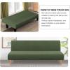 imageHVERSAILTEX Armless Futon Cover Stretch Sofa Bed Slipcover Protector Elastic Feature Rich Textured High Spandex Small Checks Jacquard Fabric Futon Cover Machine Washable Bronze GreenBronze Green