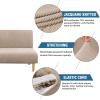 imageHVERSAILTEX Armless Futon Cover Stretch Sofa Bed Slipcover Protector Elastic Feature Rich Textured High Spandex Small Checks Jacquard Fabric Futon Cover Machine Washable TaupeSand