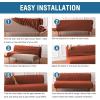 imageHVERSAILTEX Armless Futon Cover Stretch Sofa Bed Slipcover Protector Elastic Feature Rich Textured High Spandex Small Checks Jacquard Fabric Futon Cover Machine Washable TaupeRust