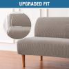 imageHVERSAILTEX Armless Futon Cover Stretch Sofa Bed Slipcover Protector Elastic Feature Rich Textured High Spandex Small Checks Jacquard Fabric Futon Cover Machine Washable Bronze GreenTaupe