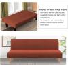 imageHVERSAILTEX Armless Futon Cover Stretch Sofa Bed Slipcover Protector Elastic Feature Rich Textured High Spandex Small Checks Jacquard Fabric Futon Cover Machine Washable TaupeRust