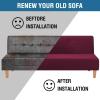 imageHVERSAILTEX Real Velvet Futon Cover Armless Sofa Covers Sofa Bed Covers Stretch Futon Couch Cover Sofa Slipcover Furniture Protector Thick Soft Velvet Fabric Form Fitted Stay in Place BrownWineBurgundy