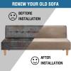 imageHVERSAILTEX Real Velvet Futon Cover Armless Sofa Covers Sofa Bed Covers Stretch Futon Couch Cover Sofa Slipcover Furniture Protector Thick Soft Velvet Fabric Form Fitted Stay in Place BrownTaupe