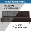 imageHVERSAILTEX Real Velvet Futon Cover Armless Sofa Covers Sofa Bed Covers Stretch Futon Couch Cover Sofa Slipcover Furniture Protector Thick Soft Velvet Fabric Form Fitted Stay in Place GreyBrown