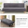 imageHVERSAILTEX Real Velvet Futon Cover Armless Sofa Covers Sofa Bed Covers Stretch Futon Couch Cover Sofa Slipcover Furniture Protector Thick Soft Velvet Fabric Form Fitted Stay in Place BrownGrey
