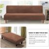imageHVERSAILTEX Real Velvet Futon Cover Armless Sofa Covers Sofa Bed Covers Stretch Futon Couch Cover Sofa Slipcover Furniture Protector Thick Soft Velvet Fabric Form Fitted Stay in Place GreyCaramel