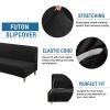 imageHVERSAILTEX Real Velvet Futon Cover Armless Sofa Covers Sofa Bed Covers Stretch Futon Couch Cover Sofa Slipcover Furniture Protector Thick Soft Velvet Fabric Form Fitted Stay in Place GreyJet Black