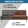 imageHVERSAILTEX Real Velvet Futon Cover Armless Sofa Covers Sofa Bed Covers Stretch Futon Couch Cover Sofa Slipcover Furniture Protector Thick Soft Velvet Fabric Form Fitted Stay in Place BrownCaramel