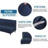 imageHVERSAILTEX Real Velvet Futon Cover Armless Sofa Covers Sofa Bed Covers Stretch Futon Couch Cover Sofa Slipcover Furniture Protector Thick Soft Velvet Fabric Form Fitted Stay in Place BrownNavy
