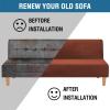 imageHVERSAILTEX Real Velvet Futon Cover Armless Sofa Covers Sofa Bed Covers Stretch Futon Couch Cover Sofa Slipcover Furniture Protector Thick Soft Velvet Fabric Form Fitted Stay in Place BrownRust