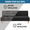 imageHVERSAILTEX Real Velvet Futon Cover Armless Sofa Covers Sofa Bed Covers Stretch Futon Couch Cover Sofa Slipcover Furniture Protector Thick Soft Velvet Fabric Form Fitted Stay in Place BrownJet Black