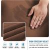 imageHVERSAILTEX Real Velvet Futon Cover Armless Sofa Covers Sofa Bed Covers Stretch Futon Couch Cover Sofa Slipcover Furniture Protector Thick Soft Velvet Fabric Form Fitted Stay in Place GreyCaramel