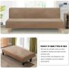 imageHVERSAILTEX Real Velvet Futon Cover Armless Sofa Covers Sofa Bed Covers Stretch Futon Couch Cover Sofa Slipcover Furniture Protector Thick Soft Velvet Fabric Form Fitted Stay in Place GreyCamel