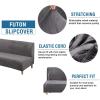 imageHVERSAILTEX Real Velvet Futon Cover Armless Sofa Covers Sofa Bed Covers Stretch Futon Couch Cover Sofa Slipcover Furniture Protector Thick Soft Velvet Fabric Form Fitted Stay in Place BrownGrey