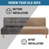 imageHVERSAILTEX Real Velvet Futon Cover Armless Sofa Covers Sofa Bed Covers Stretch Futon Couch Cover Sofa Slipcover Furniture Protector Thick Soft Velvet Fabric Form Fitted Stay in Place BrownCamel