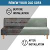 imageHVERSAILTEX Real Velvet Futon Cover Armless Sofa Covers Sofa Bed Covers Stretch Futon Couch Cover Sofa Slipcover Furniture Protector Thick Soft Velvet Fabric Form Fitted Stay in Place BrownSea Grass