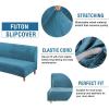 imageHVERSAILTEX Real Velvet Futon Cover Armless Sofa Covers Sofa Bed Covers Stretch Futon Couch Cover Sofa Slipcover Furniture Protector Thick Soft Velvet Fabric Form Fitted Stay in Place BrownPeacock Blue