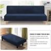 imageHVERSAILTEX Real Velvet Futon Cover Armless Sofa Covers Sofa Bed Covers Stretch Futon Couch Cover Sofa Slipcover Furniture Protector Thick Soft Velvet Fabric Form Fitted Stay in Place GreyNavy