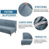 imageHVERSAILTEX Real Velvet Futon Cover Armless Sofa Covers Sofa Bed Covers Stretch Futon Couch Cover Sofa Slipcover Furniture Protector Thick Soft Velvet Fabric Form Fitted Stay in Place GreyStone Blue