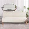 imageHVERSAILTEX Reversible Futon Cover Water Repellent Armless Sofa Slipcover Washable Furniture Protector with Adjustable Elastic Strap AntiSlip Futon Bed Cover for Dogs 70quot Width SeatBlackGreyIvoryBeige