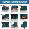imageHVERSAILTEX Wing Chair Slipcover Chair Covers for Wingback Chairs Wingback Chair Covers Slipcovers 1 Piece Stretch Sofa Cover Furniture Protector Soft Spandex Jacquard Checked Pattern TaupeDeep Teal