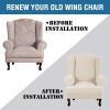 imageHVERSAILTEX Wing Chair Slipcover Chair Covers for Wingback Chairs Wingback Chair Covers Slipcovers 1 Piece Stretch Sofa Cover Furniture Protector Soft Spandex Jacquard Checked Pattern TaupeNatural