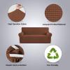 imageHVERSAILTEX Wing Chair Slipcover Chair Covers for Wingback Chairs Wingback Chair Covers Slipcovers 1 Piece Stretch Sofa Cover Furniture Protector Soft Spandex Jacquard Checked Pattern TaupeCaramel