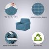 imageHVERSAILTEX Wing Chair Slipcover Chair Covers for Wingback Chairs Wingback Chair Covers Slipcovers 1 Piece Stretch Sofa Cover Furniture Protector Soft Spandex Jacquard Checked Pattern TaupeDusty Blue