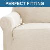 imageHVERSAILTEX Wing Chair Slipcover Chair Covers for Wingback Chairs Wingback Chair Covers Slipcovers 1 Piece Stretch Sofa Cover Furniture Protector Soft Spandex Jacquard Checked Pattern TaupeNatural