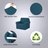 imageHVERSAILTEX Wing Chair Slipcover Chair Covers for Wingback Chairs Wingback Chair Covers Slipcovers 1 Piece Stretch Sofa Cover Furniture Protector Soft Spandex Jacquard Checked Pattern TaupeDeep Teal