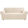 imageHVERSAILTEX Wing Chair Slipcover Chair Covers for Wingback Chairs Wingback Chair Covers Slipcovers 1 Piece Stretch Sofa Cover Furniture Protector Soft Spandex Jacquard Checked Pattern TaupeNatural