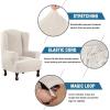 imageHVERSAILTEX Wing Chair Slipcover Chair Covers for Wingback Chairs Wingback Chair Covers Slipcovers 1 Piece Stretch Sofa Cover Furniture Protector Soft Spandex Jacquard Checked Pattern TaupeIvory