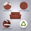 imageHVERSAILTEX Wing Chair Slipcover Chair Covers for Wingback Chairs Wingback Chair Covers Slipcovers 1 Piece Stretch Sofa Cover Furniture Protector Soft Spandex Jacquard Checked Pattern TaupeRust