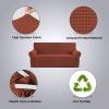 imageHVERSAILTEX Wing Chair Slipcover Chair Covers for Wingback Chairs Wingback Chair Covers Slipcovers 1 Piece Stretch Sofa Cover Furniture Protector Soft Spandex Jacquard Checked Pattern TaupeRust