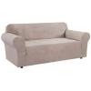 imageHVERSAILTEX Wing Chair Slipcover Chair Covers for Wingback Chairs Wingback Chair Covers Slipcovers 1 Piece Stretch Sofa Cover Furniture Protector Soft Spandex Jacquard Checked Pattern TaupeSand