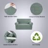 imageHVERSAILTEX Wing Chair Slipcover Chair Covers for Wingback Chairs Wingback Chair Covers Slipcovers 1 Piece Stretch Sofa Cover Furniture Protector Soft Spandex Jacquard Checked Pattern TaupeSage