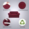 imageHVERSAILTEX Wing Chair Slipcover Chair Covers for Wingback Chairs Wingback Chair Covers Slipcovers 1 Piece Stretch Sofa Cover Furniture Protector Soft Spandex Jacquard Checked Pattern ChocolateWineBurgundy