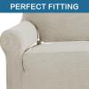 imageHVERSAILTEX Wing Chair Slipcover Chair Covers for Wingback Chairs Wingback Chair Covers Slipcovers 1 Piece Stretch Sofa Cover Furniture Protector Soft Spandex Jacquard Checked Pattern TaupeIsland Fossi