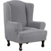 imageHVERSAILTEX Wing Chair Slipcover Chair Covers for Wingback Chairs Wingback Chair Covers Slipcovers 1 Piece Stretch Sofa Cover Furniture Protector Soft Spandex Jacquard Checked Pattern TaupeDove
