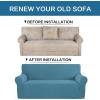 imageHVERSAILTEX Wing Chair Slipcover Chair Covers for Wingback Chairs Wingback Chair Covers Slipcovers 1 Piece Stretch Sofa Cover Furniture Protector Soft Spandex Jacquard Checked Pattern ChocolateStorm Blue