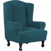 imageHVERSAILTEX Wing Chair Slipcover Chair Covers for Wingback Chairs Wingback Chair Covers Slipcovers 1 Piece Stretch Sofa Cover Furniture Protector Soft Spandex Jacquard Checked Pattern TaupeDeep Teal