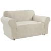 imageHVERSAILTEX Wing Chair Slipcover Chair Covers for Wingback Chairs Wingback Chair Covers Slipcovers 1 Piece Stretch Sofa Cover Furniture Protector Soft Spandex Jacquard Checked Pattern TaupeIsland Fossi