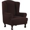 imageHVERSAILTEX Wing Chair Slipcover Chair Covers for Wingback Chairs Wingback Chair Covers Slipcovers 1 Piece Stretch Sofa Cover Furniture Protector Soft Spandex Jacquard Checked Pattern TaupeChocolate