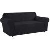 imageHVERSAILTEX Wing Chair Slipcover Chair Covers for Wingback Chairs Wingback Chair Covers Slipcovers 1 Piece Stretch Sofa Cover Furniture Protector Soft Spandex Jacquard Checked Pattern TaupeJet Black