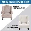 imageHVERSAILTEX Wing Chair Slipcover Chair Covers for Wingback Chairs Wingback Chair Covers Slipcovers 1 Piece Stretch Sofa Cover Furniture Protector Soft Spandex Jacquard Checked Pattern TaupeIvory