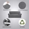 imageHVERSAILTEX Wing Chair Slipcover Chair Covers for Wingback Chairs Wingback Chair Covers Slipcovers 1 Piece Stretch Sofa Cover Furniture Protector Soft Spandex Jacquard Checked Pattern TaupeNeutral Gray