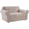 imageHVERSAILTEX Wing Chair Slipcover Chair Covers for Wingback Chairs Wingback Chair Covers Slipcovers 1 Piece Stretch Sofa Cover Furniture Protector Soft Spandex Jacquard Checked Pattern TaupeSand