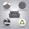 imageHVERSAILTEX Wing Chair Slipcover Chair Covers for Wingback Chairs Wingback Chair Covers Slipcovers 1 Piece Stretch Sofa Cover Furniture Protector Soft Spandex Jacquard Checked Pattern TaupeNeutral Gray
