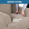 imageHVERSAILTEX Wing Chair Slipcover Chair Covers for Wingback Chairs Wingback Chair Covers Slipcovers 1 Piece Stretch Sofa Cover Furniture Protector Soft Spandex Jacquard Checked Pattern TaupeSand