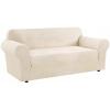 imageHVERSAILTEX Wing Chair Slipcover Chair Covers for Wingback Chairs Wingback Chair Covers Slipcovers 1 Piece Stretch Sofa Cover Furniture Protector Soft Spandex Jacquard Checked Pattern TaupeNatural
